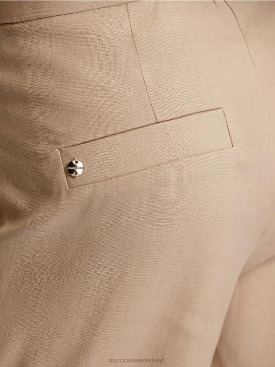 kleding diep zand 464J673 Wukari linnen en viscose broek Marc Cain