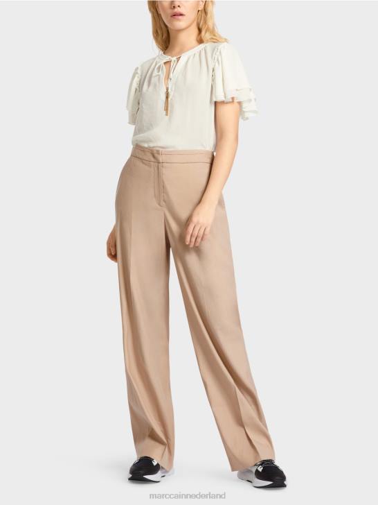 kleding diep zand 464J673 Wukari linnen en viscose broek Marc Cain