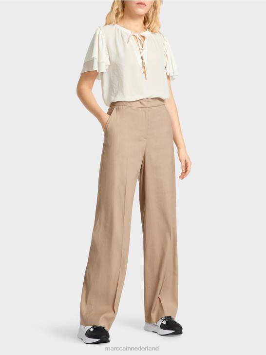 kleding diep zand 464J673 Wukari linnen en viscose broek Marc Cain