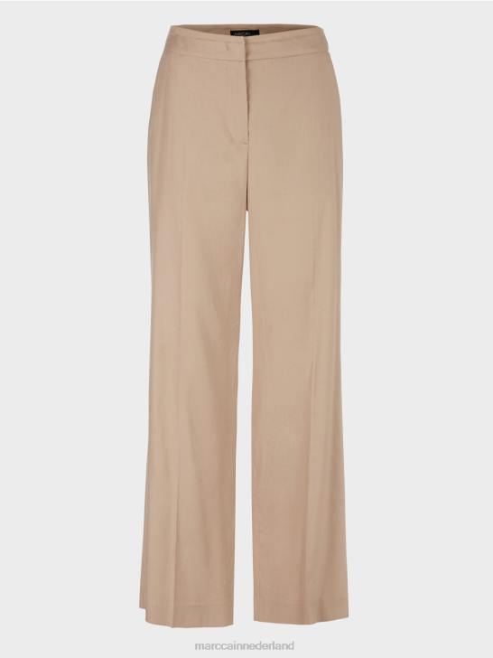 kleding diep zand 464J673 Wukari linnen en viscose broek Marc Cain