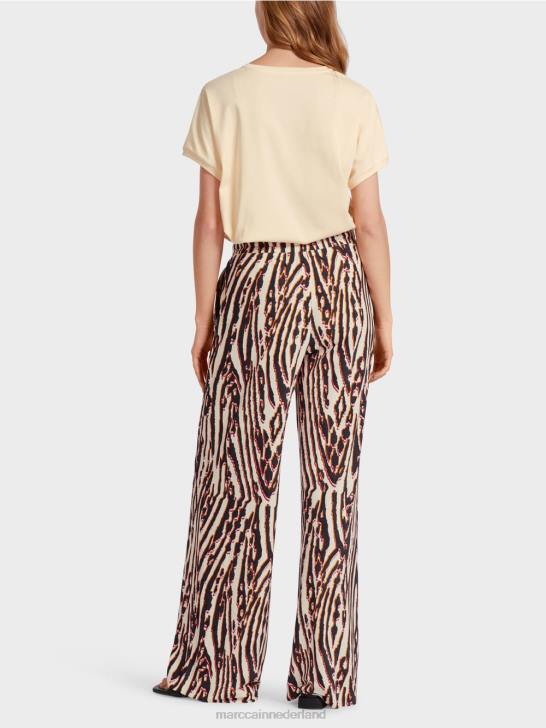 kleding dieprood 464J614 geplooide broek met joggertailleband Marc Cain