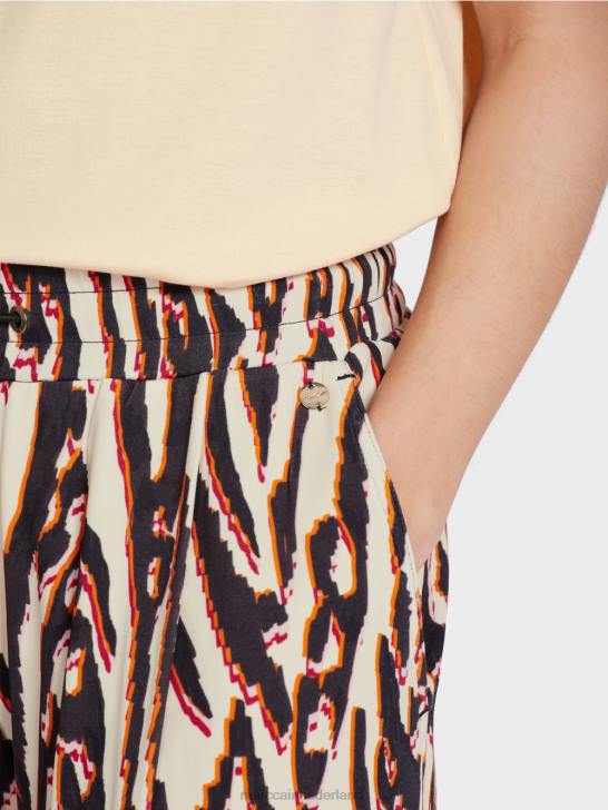 kleding dieprood 464J614 geplooide broek met joggertailleband Marc Cain