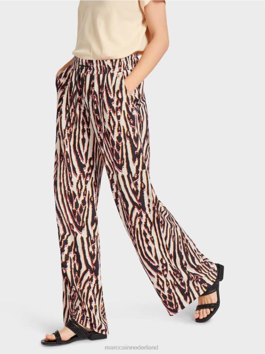 kleding dieprood 464J614 geplooide broek met joggertailleband Marc Cain