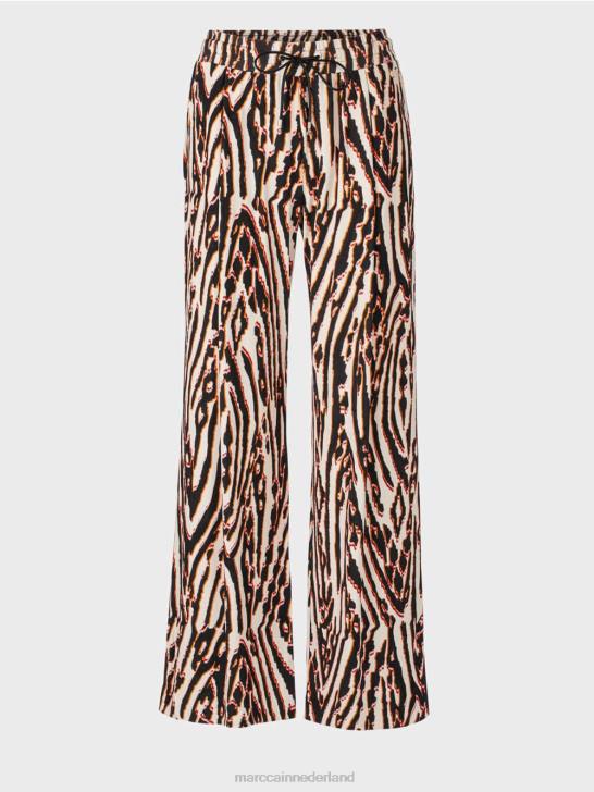 kleding dieprood 464J614 geplooide broek met joggertailleband Marc Cain