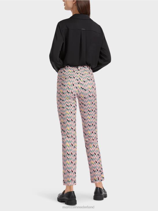 kleding donker hemelsblauw 464J589 broek sydney met grafisch ontwerp Marc Cain