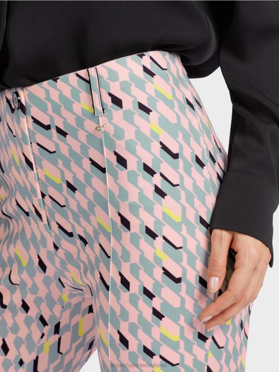 kleding donker hemelsblauw 464J589 broek sydney met grafisch ontwerp Marc Cain