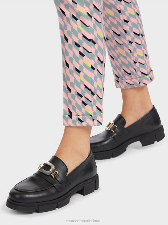 kleding donker hemelsblauw 464J589 broek sydney met grafisch ontwerp Marc Cain