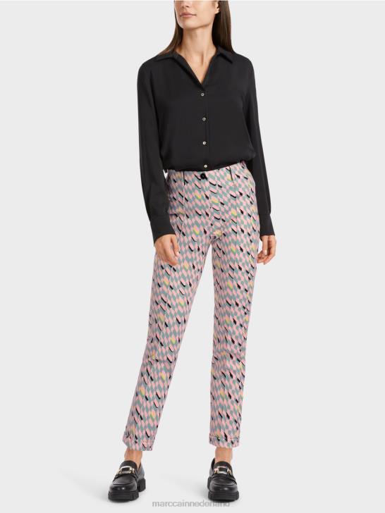 kleding donker hemelsblauw 464J589 broek sydney met grafisch ontwerp Marc Cain