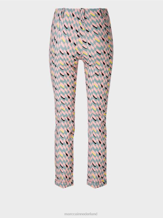 kleding donker hemelsblauw 464J589 broek sydney met grafisch ontwerp Marc Cain