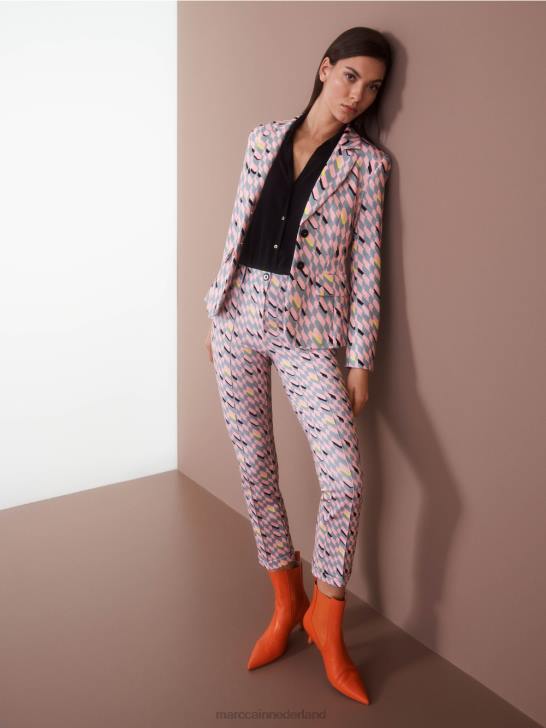 kleding donker hemelsblauw 464J589 broek sydney met grafisch ontwerp Marc Cain