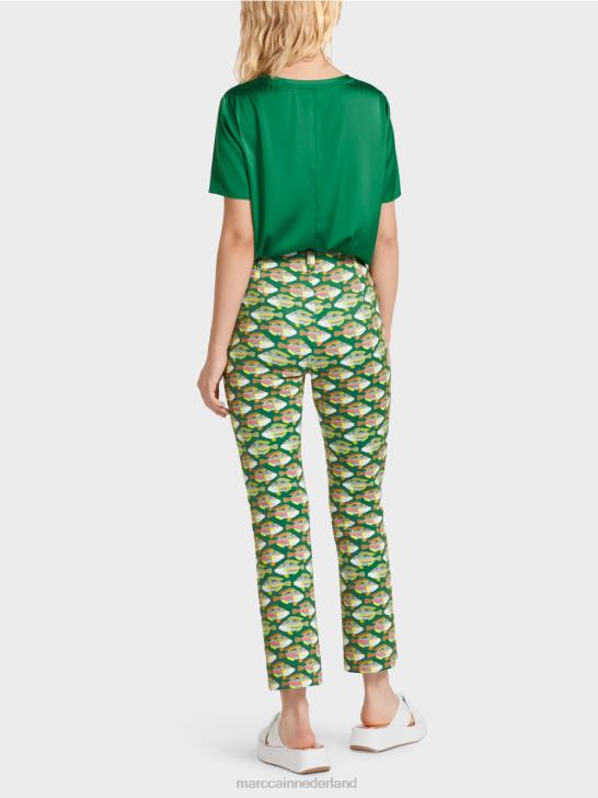 kleding donker mosgroen 464J668 Frederica jersey broek met dierenprint Marc Cain