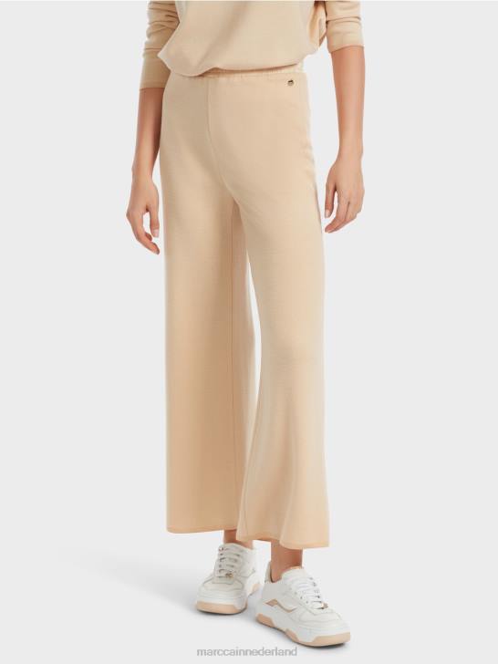kleding donkere crème 464J547 wollen broek gebreid in Duitsland Marc Cain