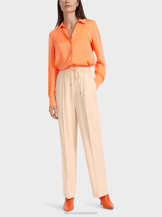 kleding donkere crème 464J551 broek met rechte pijpen welby Marc Cain