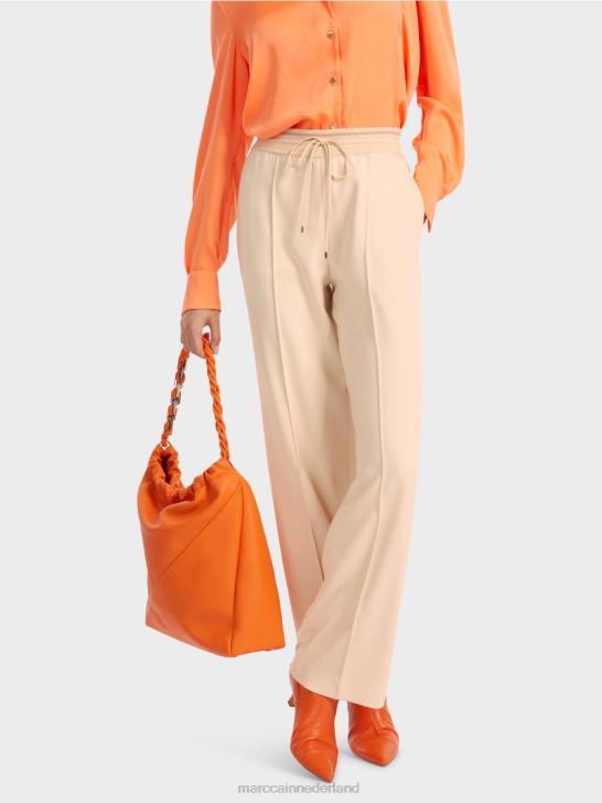 kleding donkere crème 464J551 broek met rechte pijpen welby Marc Cain