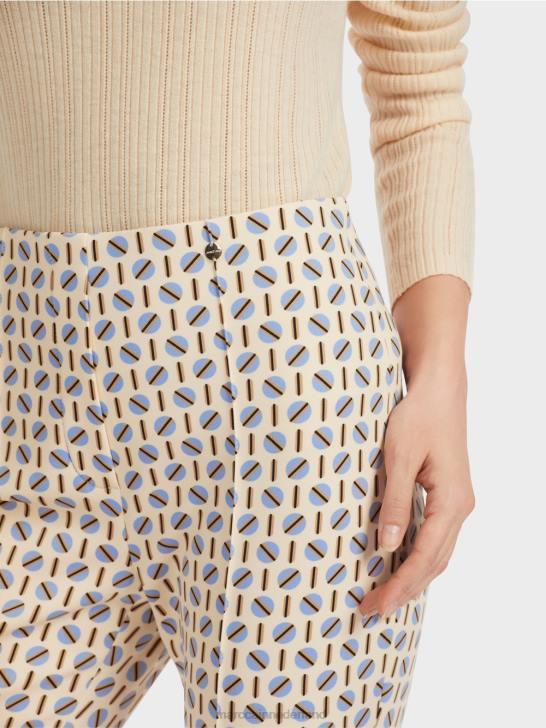 kleding donkere crème 464J555 Frederica broek met grafische print Marc Cain