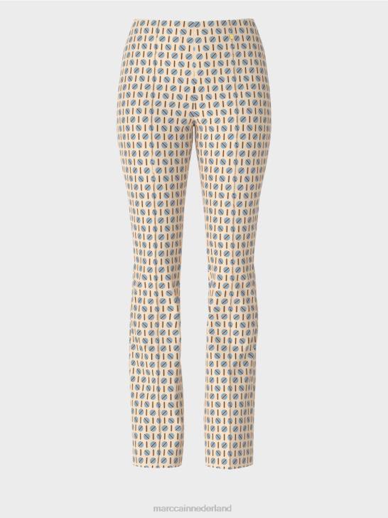 kleding donkere crème 464J555 Frederica broek met grafische print Marc Cain