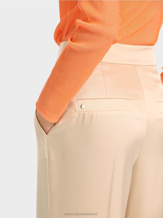 kleding donkere crème 464J557 geplooide wichita broek met wijde pijpen Marc Cain