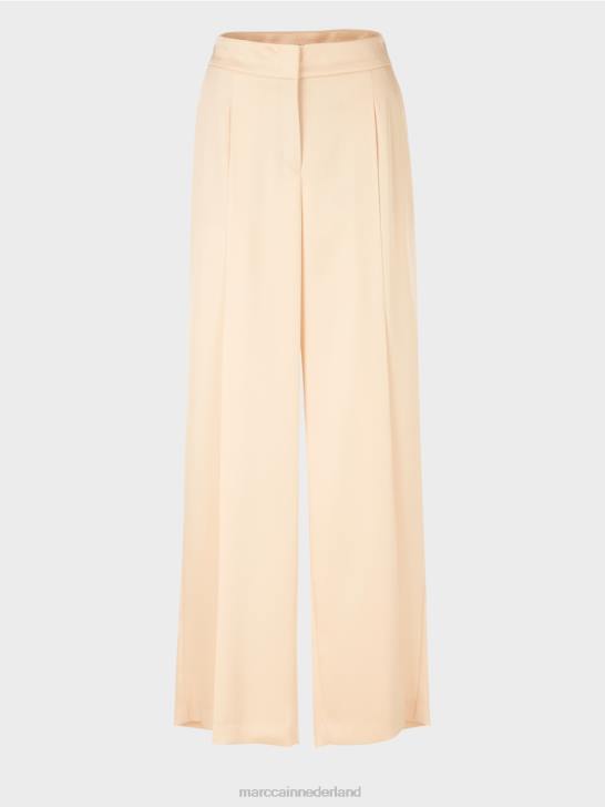 kleding donkere crème 464J557 geplooide wichita broek met wijde pijpen Marc Cain
