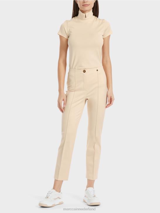 kleding donkere crème 464J593 elegante jersey broek sydney Marc Cain