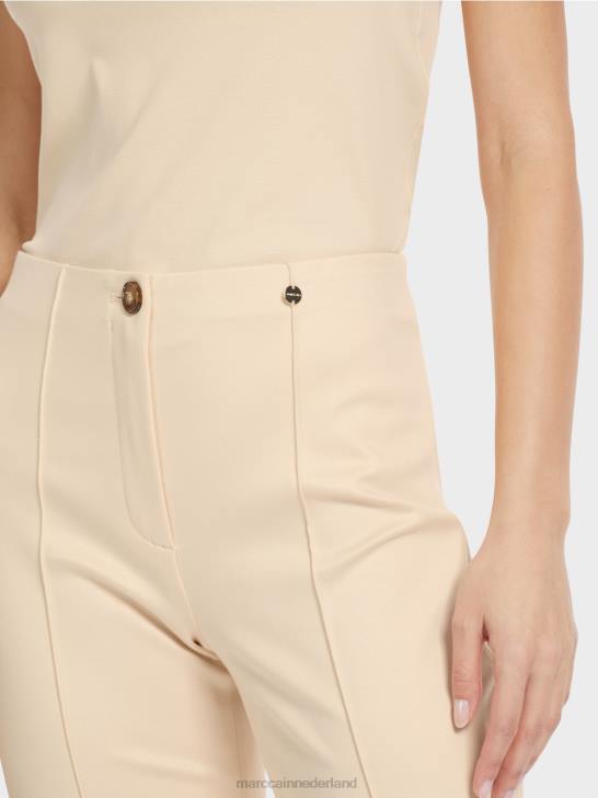 kleding donkere crème 464J593 elegante jersey broek sydney Marc Cain