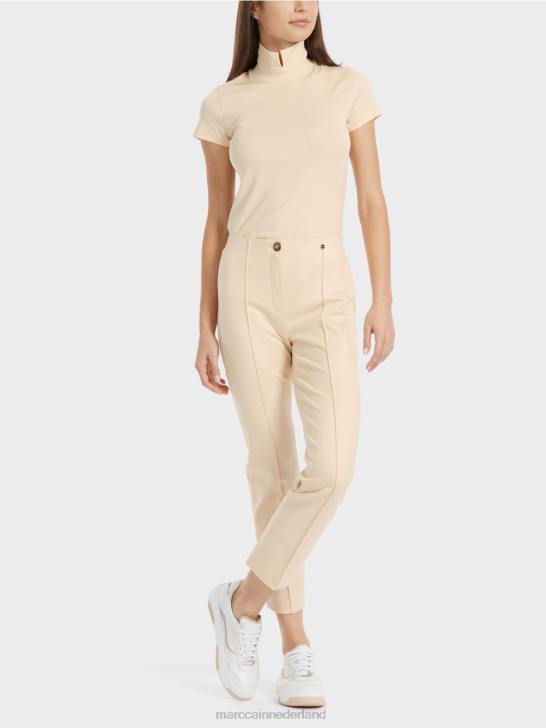 kleding donkere crème 464J593 elegante jersey broek sydney Marc Cain
