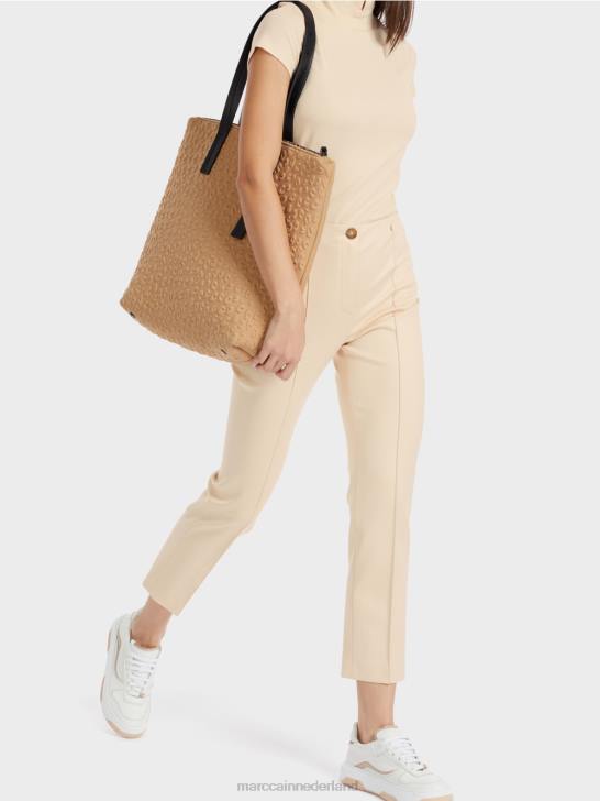 kleding donkere crème 464J593 elegante jersey broek sydney Marc Cain