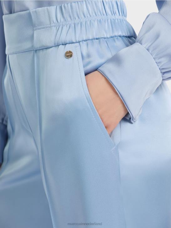 kleding donkere zomerhemel 464J552 Washington midi-broek met wijde pijpen Marc Cain