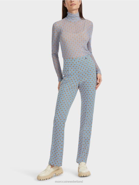 kleding donkere zomerhemel 464J554 Frederica broek met grafische print Marc Cain