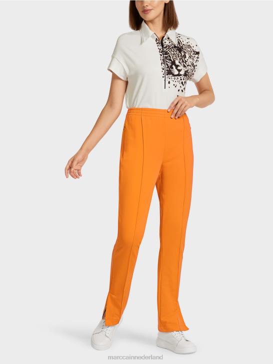kleding fel oranje 464J712 broek met zijsplitten Marc Cain