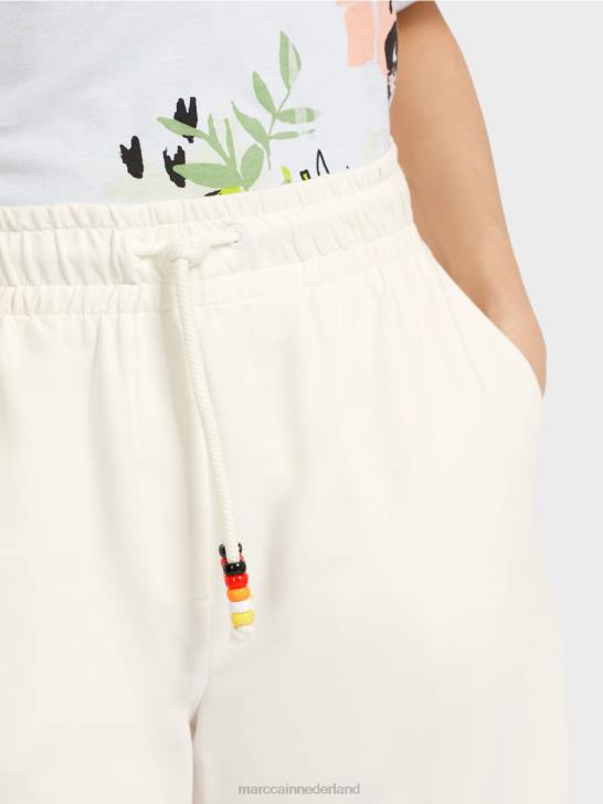 kleding gebroken wit 464J618 broek met kant en print Marc Cain