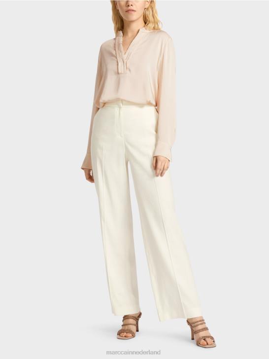 kleding gebroken wit 464J645 Wukari linnen en viscose broek Marc Cain
