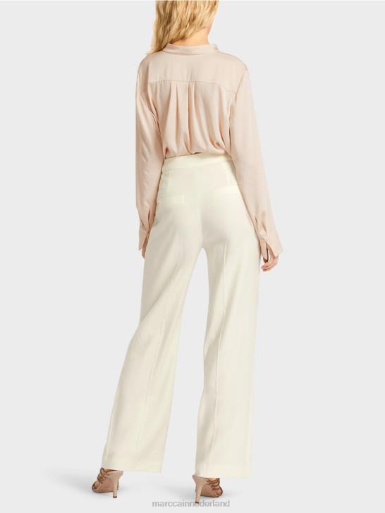 kleding gebroken wit 464J645 Wukari linnen en viscose broek Marc Cain