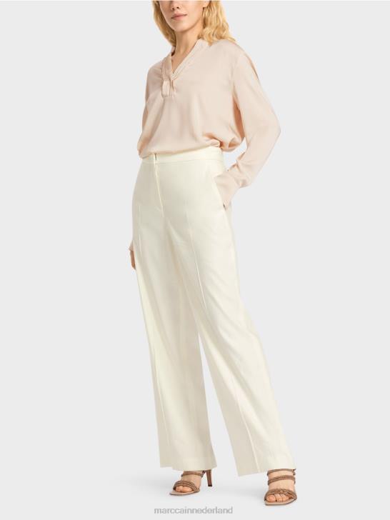kleding gebroken wit 464J645 Wukari linnen en viscose broek Marc Cain