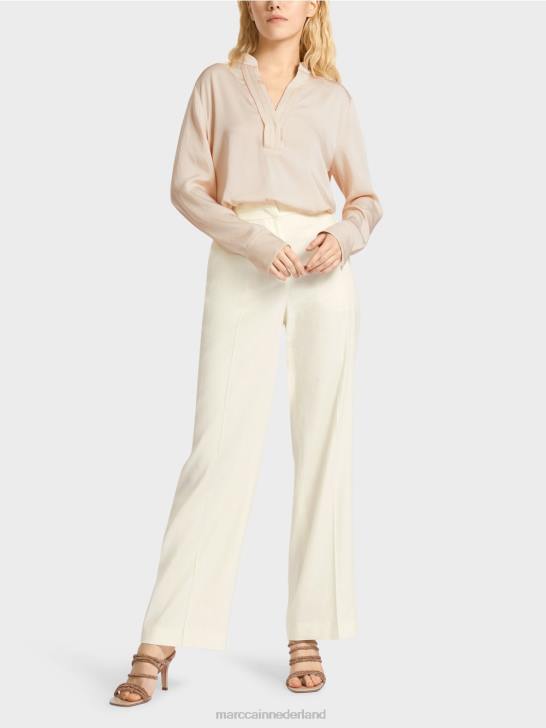 kleding gebroken wit 464J645 Wukari linnen en viscose broek Marc Cain