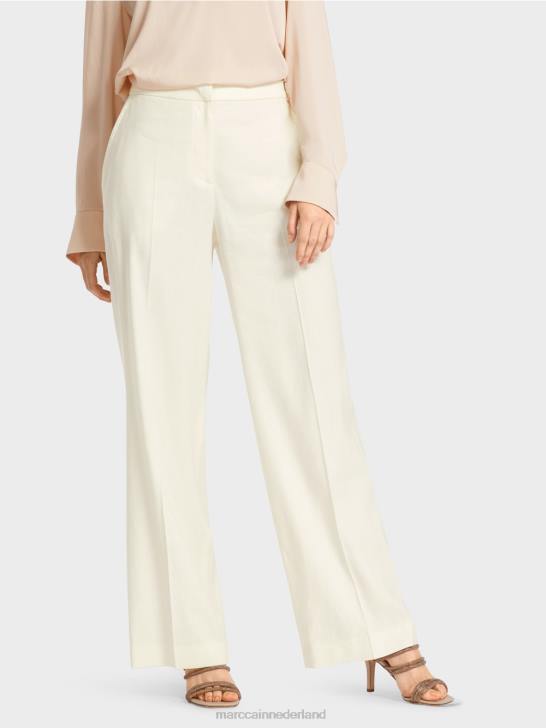 kleding gebroken wit 464J645 Wukari linnen en viscose broek Marc Cain