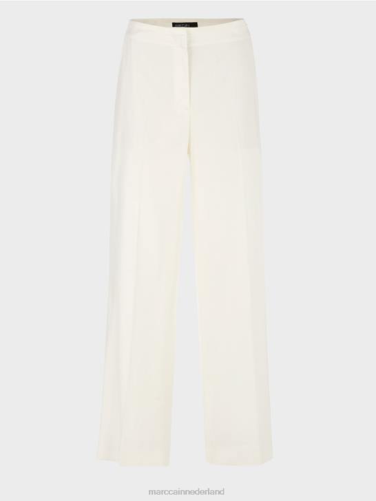 kleding gebroken wit 464J645 Wukari linnen en viscose broek Marc Cain