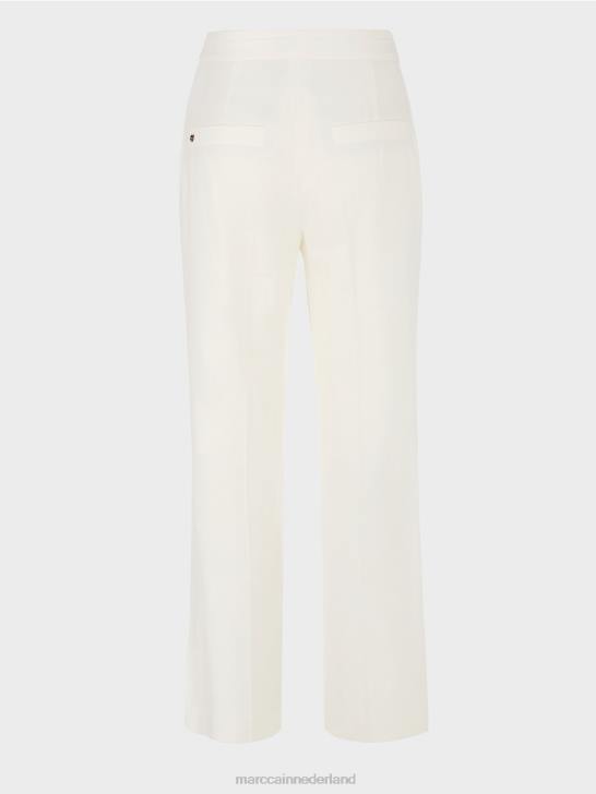 kleding gebroken wit 464J645 Wukari linnen en viscose broek Marc Cain