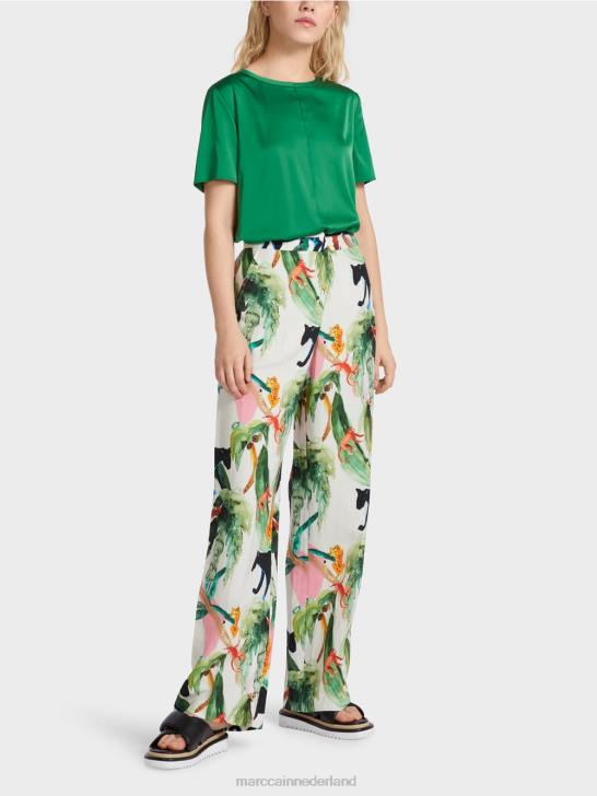 kleding gebroken wit 464J650 wukari broek met tropisch motief Marc Cain