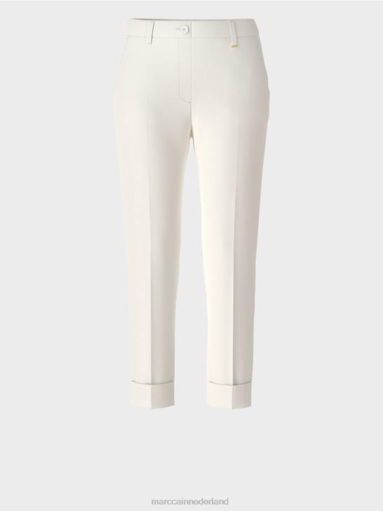 kleding gebroken wit 464J659 franca broek met plooi en manchet Marc Cain