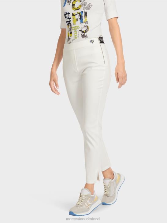 kleding gebroken wit 464J717 \"rethink Together\" broek met wijde pijpen Marc Cain