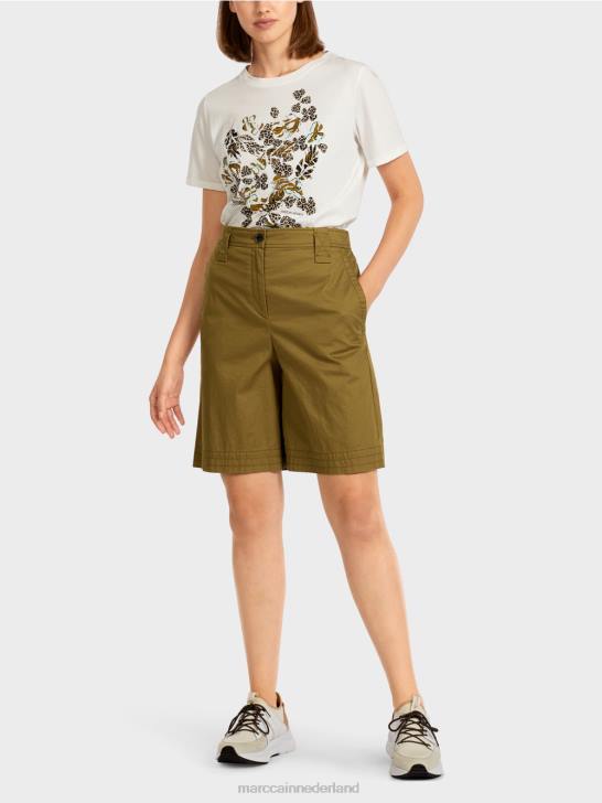 kleding gele olijf 464J707 "Samen heroverwegen" korte broek Marc Cain