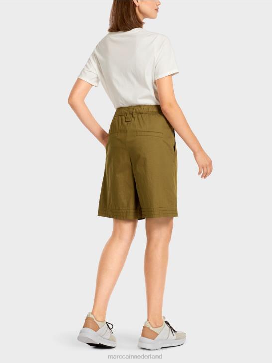 kleding gele olijf 464J707 \"Samen heroverwegen\" korte broek Marc Cain