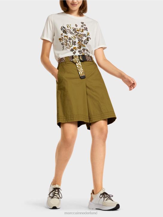 kleding gele olijf 464J707 \"Samen heroverwegen\" korte broek Marc Cain