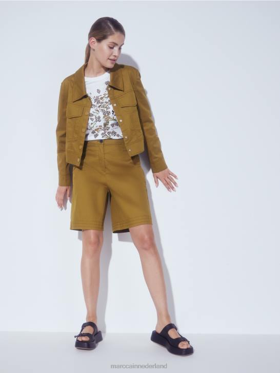 kleding gele olijf 464J707 \"Samen heroverwegen\" korte broek Marc Cain