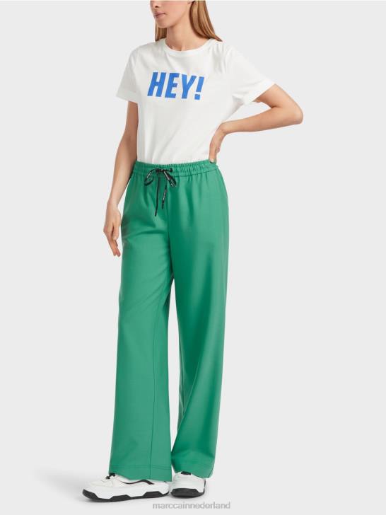 kleding glazuur 464J525 Welby broek met wijde pijpen en taille met trekkoord Marc Cain