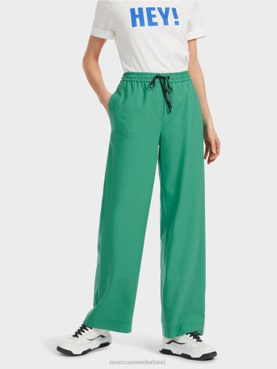 kleding glazuur 464J525 Welby broek met wijde pijpen en taille met trekkoord Marc Cain