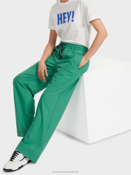 kleding glazuur 464J525 Welby broek met wijde pijpen en taille met trekkoord Marc Cain