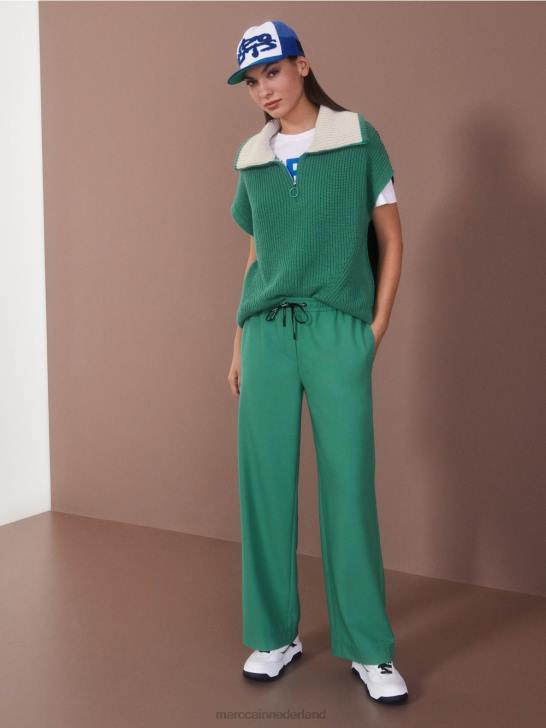 kleding glazuur 464J525 Welby broek met wijde pijpen en taille met trekkoord Marc Cain