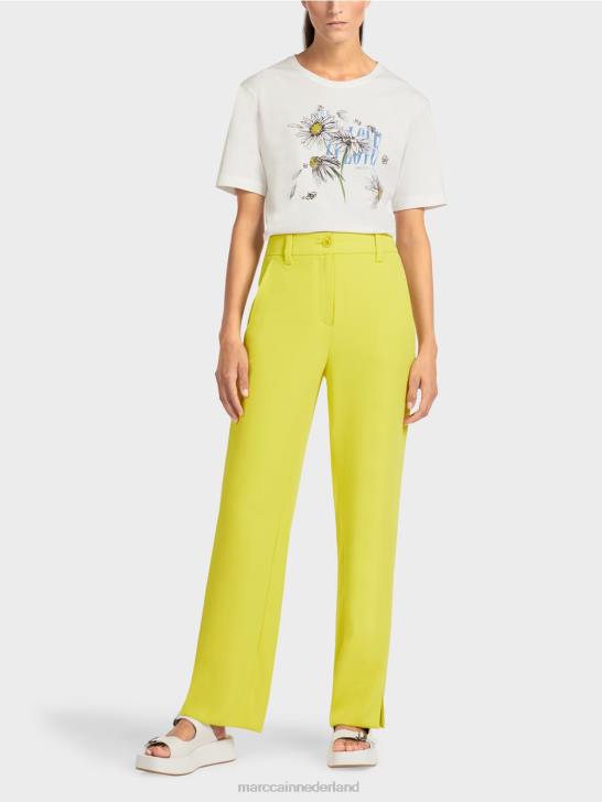 kleding groene zwavel 464J716 elegante losse broek Marc Cain