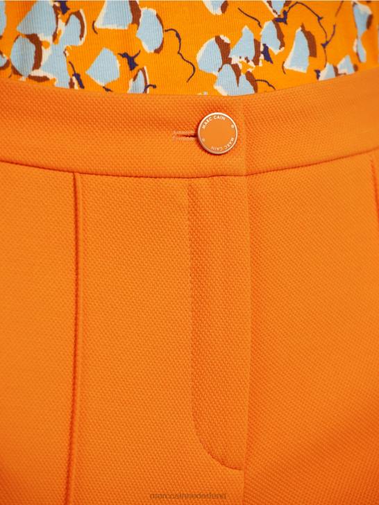 kleding helder oranje 464J732 broek met wijde pijpen Marc Cain